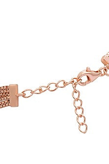Rose Gold Finish Zircon Bracelet In Sterling Silver