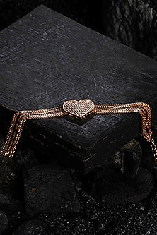 Rose Gold Finish Zircon Bracelet In Sterling Silver