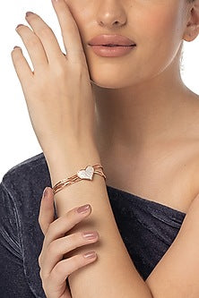 Rose Gold Finish Zircon Bracelet In Sterling Silver