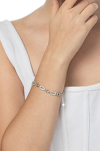 White Finish CZ Bracelet In Sterling Silver