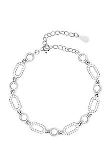White Finish CZ Bracelet In Sterling Silver