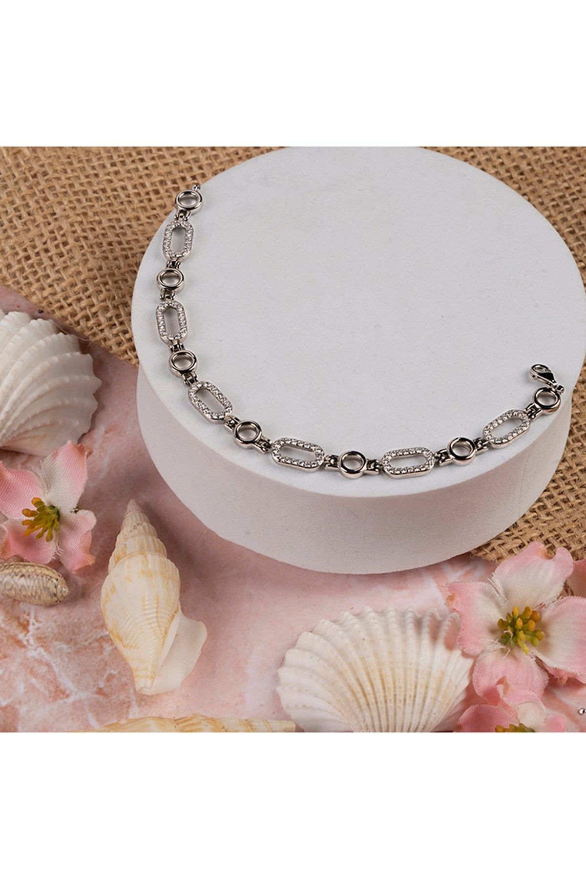 White Finish CZ Bracelet In Sterling Silver