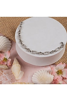 White Finish CZ Bracelet In Sterling Silver