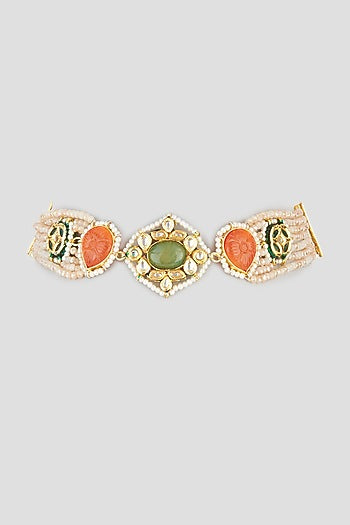 Gold Finish Agate Stones Necklace