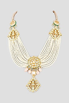 Gold Finish Faux Pearl Necklace