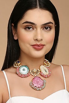 Gold Finish Quartz Necklace