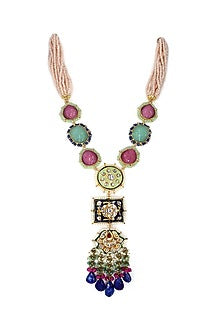 Two Tone Finish Polki Meenakari Necklace