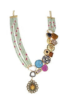 Gold Finish Semi Precious Stone Necklace