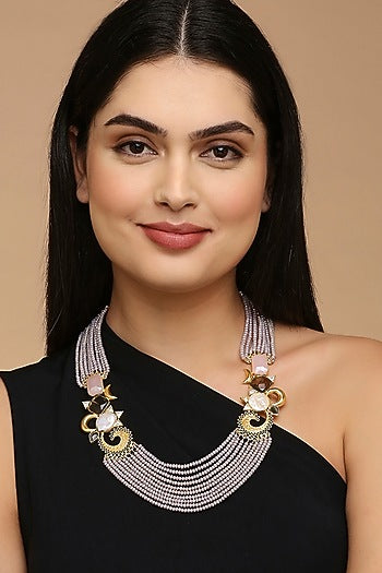 Gold Finish Crystal Beaded Necklace