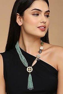 Two Tone Finish Crystal Beaded Necklace
