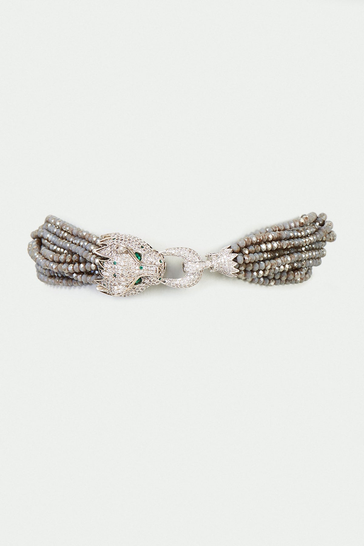 White Finish Grey Zircon Choker Necklace