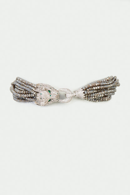 White Finish Grey Zircon Choker Necklace