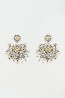 Two Tone Finish White Imitation Polki Dangler Earrings