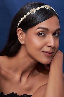 Gold Finish White Imitation Kundan Matha Patti