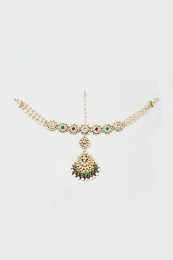 Gold Finish Multi-Colored Imitation Kundan Matha Patti