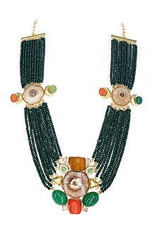 Gold Finish Crystal Beaded Necklace
