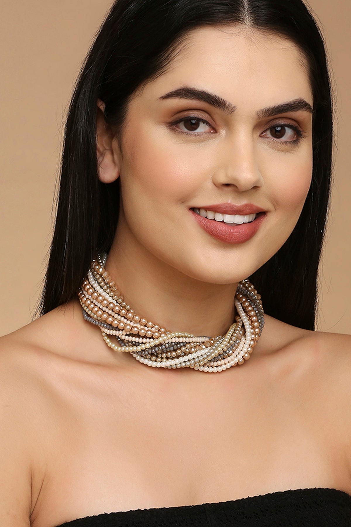 Gold Finish Shell Pearl Necklace