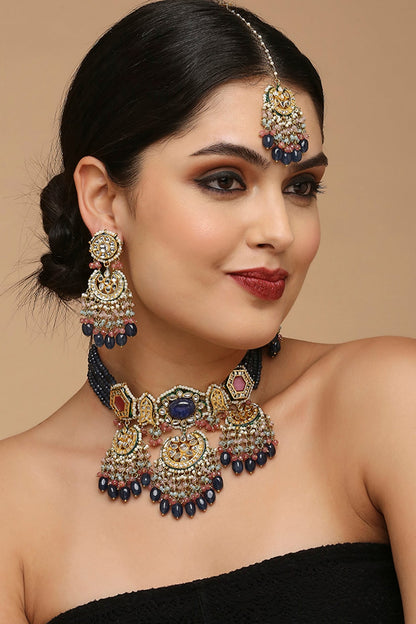 Gold Finish Quartz Necklace Set
