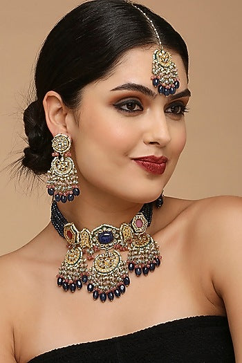 Gold Finish Quartz Necklace Set