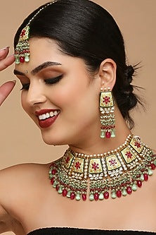 Two Tone Finish Kundan Necklace Set