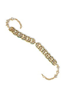 Gold Finish Kundan Polki & Pearl Mathapatti