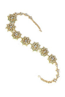 Gold Finish Kundan Polki & Pearl Mathapatti