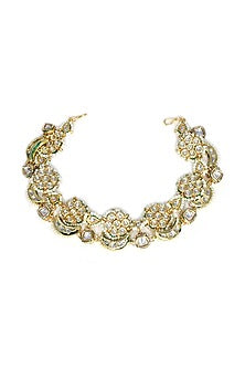 Gold Finish Kundan Polki & Pearl Mathapatti