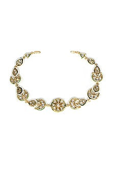 Gold Finish Kundan Polki & Pearl Mathapatti