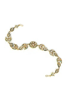 Gold Finish Kundan Polki & Pearl Mathapatti