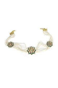 Gold Finish Kundan Polki & Pearl Mathapatti