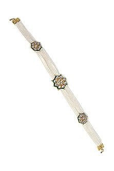 Gold Finish Kundan Polki & Pearl Mathapatti