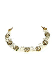 Gold Finish Kundan Polki & Pearl Mathapatti