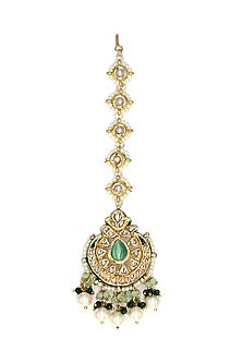 Gold Finish Kundan Polki Maangtikka