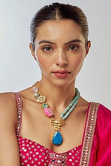 Gold Finish Semi-Precious Stone Necklace