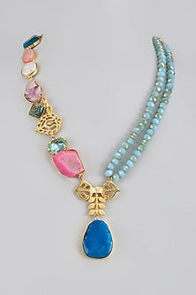 Gold Finish Semi-Precious Stone Necklace