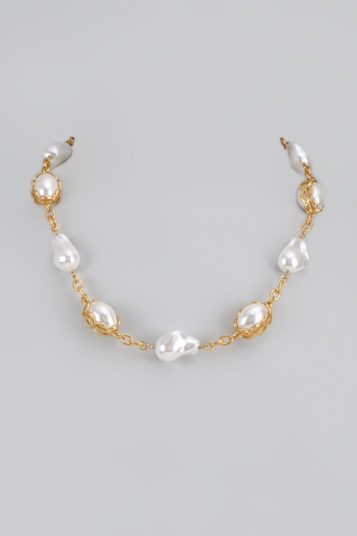 Gold Finish Shell Pearl Necklace