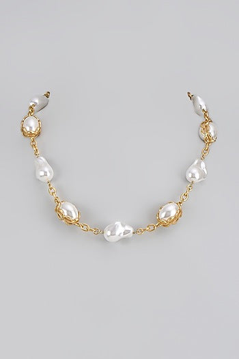 Gold Finish Shell Pearl Necklace