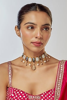 Gold Finish Shell Pearl Necklace