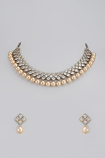 Two-Tone Finish Kundan Polki Necklace Set