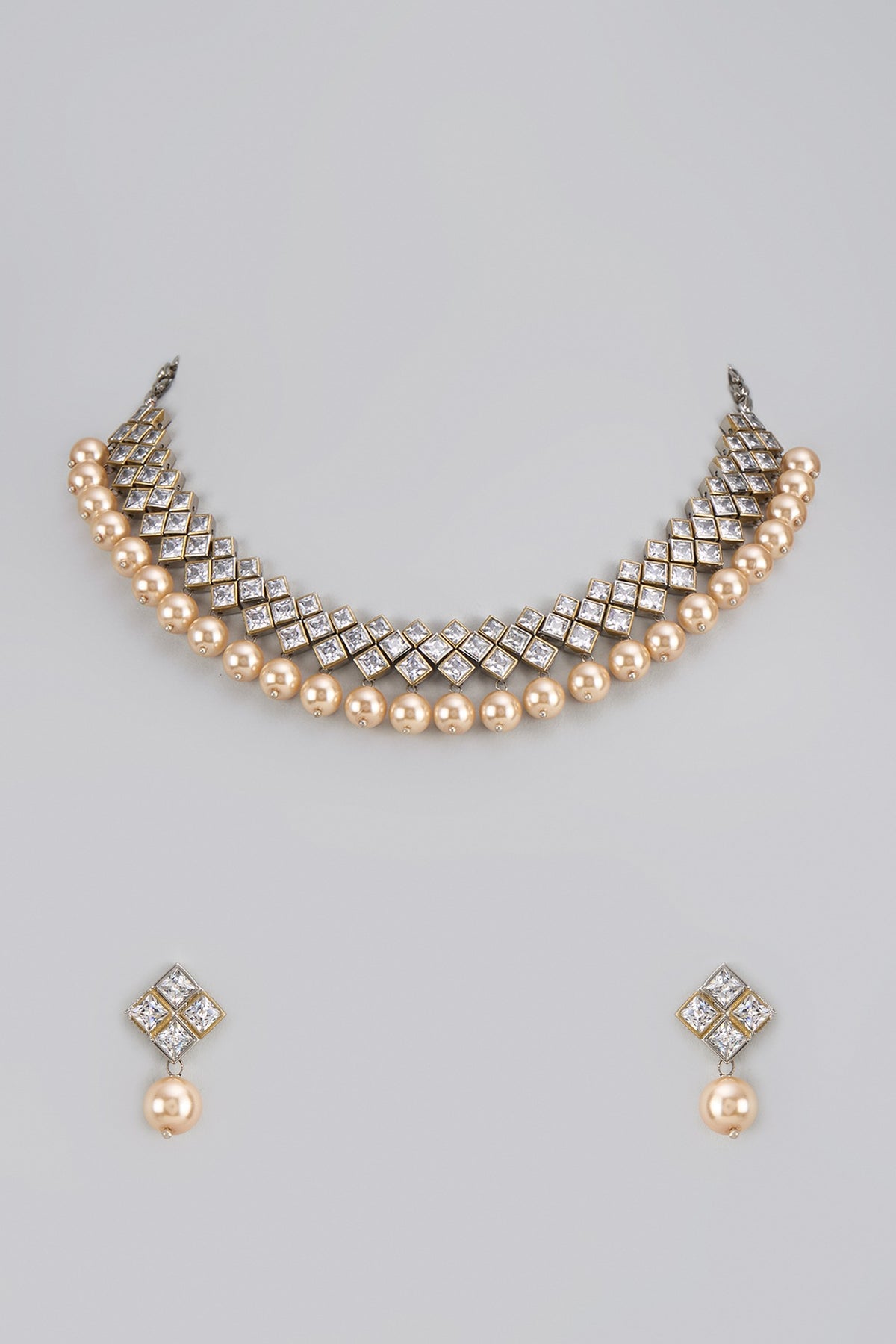 Two-Tone Finish Kundan Polki Necklace Set