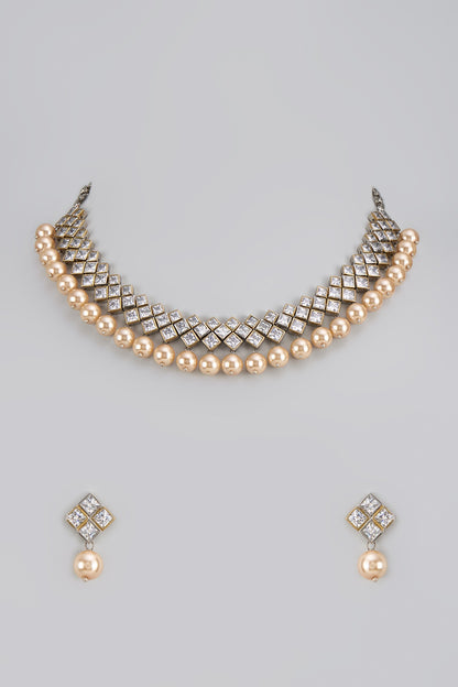 Two-Tone Finish Kundan Polki Necklace Set