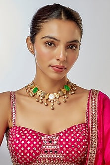 Gold Finish Semi-Precious Stone Necklace