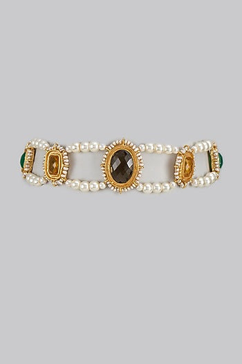 Gold Finish Semi-Precious Stone Necklace
