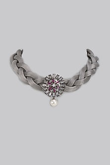 Silver Finish Kundan Polki Necklace