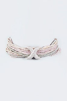White Finish Choker Necklace With Cz Stones