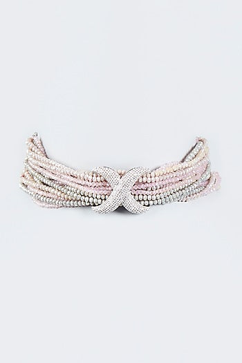 White Finish Choker Necklace With Cz Stones