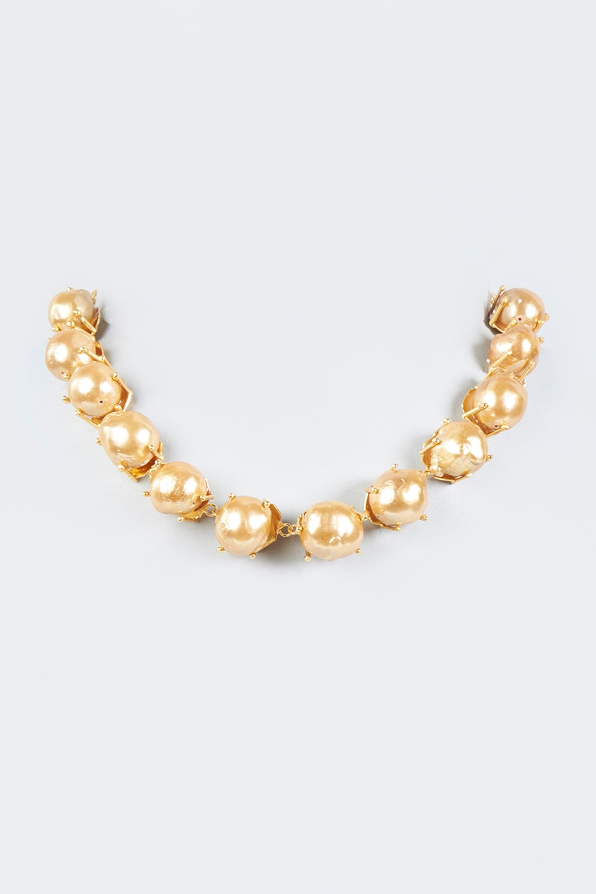 Gold Finish Necklace With Baroque Pearls