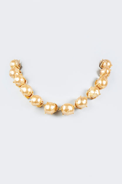 Gold Finish Necklace With Baroque Pearls