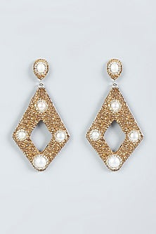 Gold Finish Earrings With Swarovski Crystals