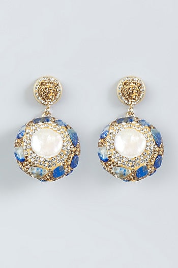 Two Tone Finish Earrings With Swarovski Crystal